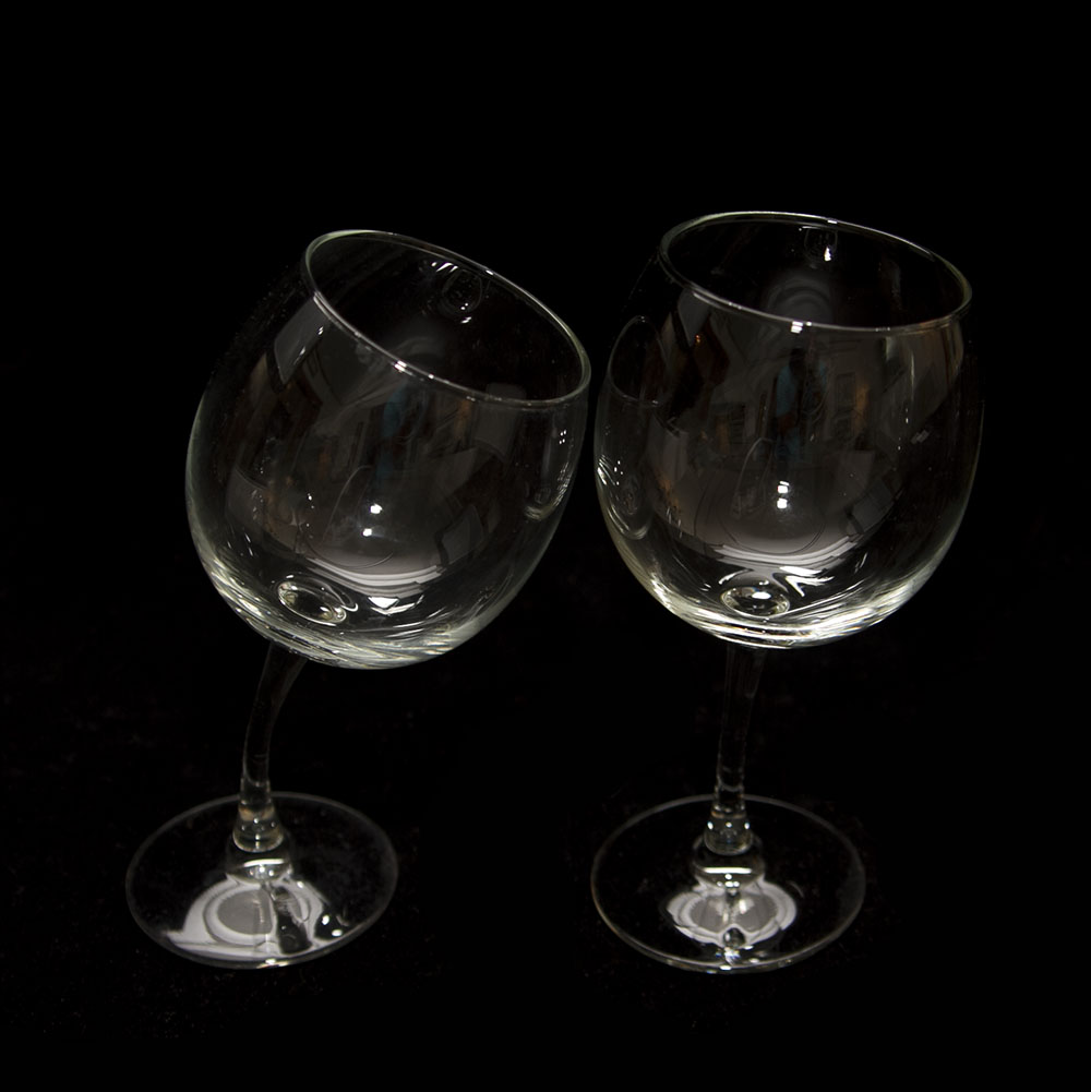Pair of Tipsy Wine Glasses