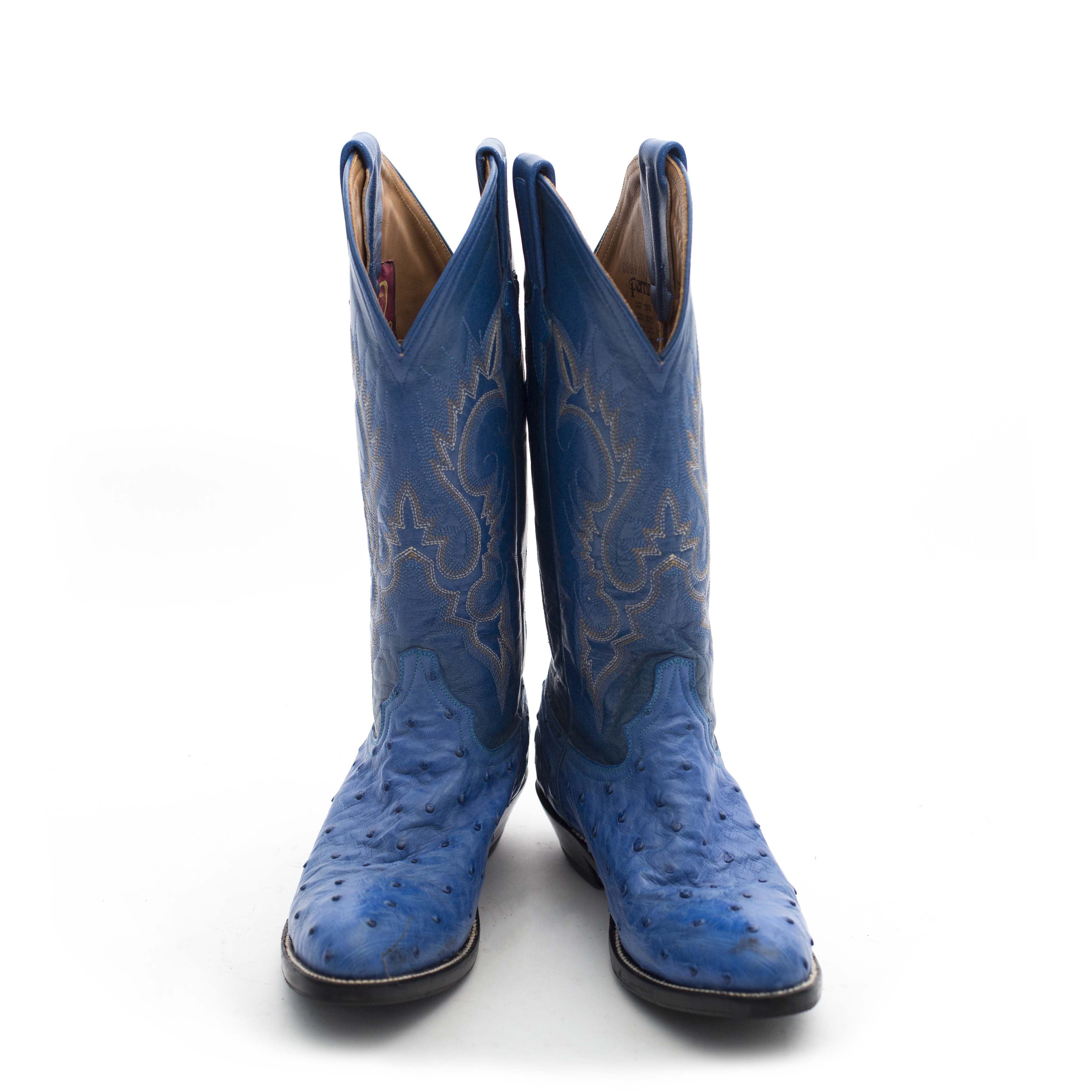 "P's by Ferrini" Women's Blue Ostrich Leather Cowboy Boots