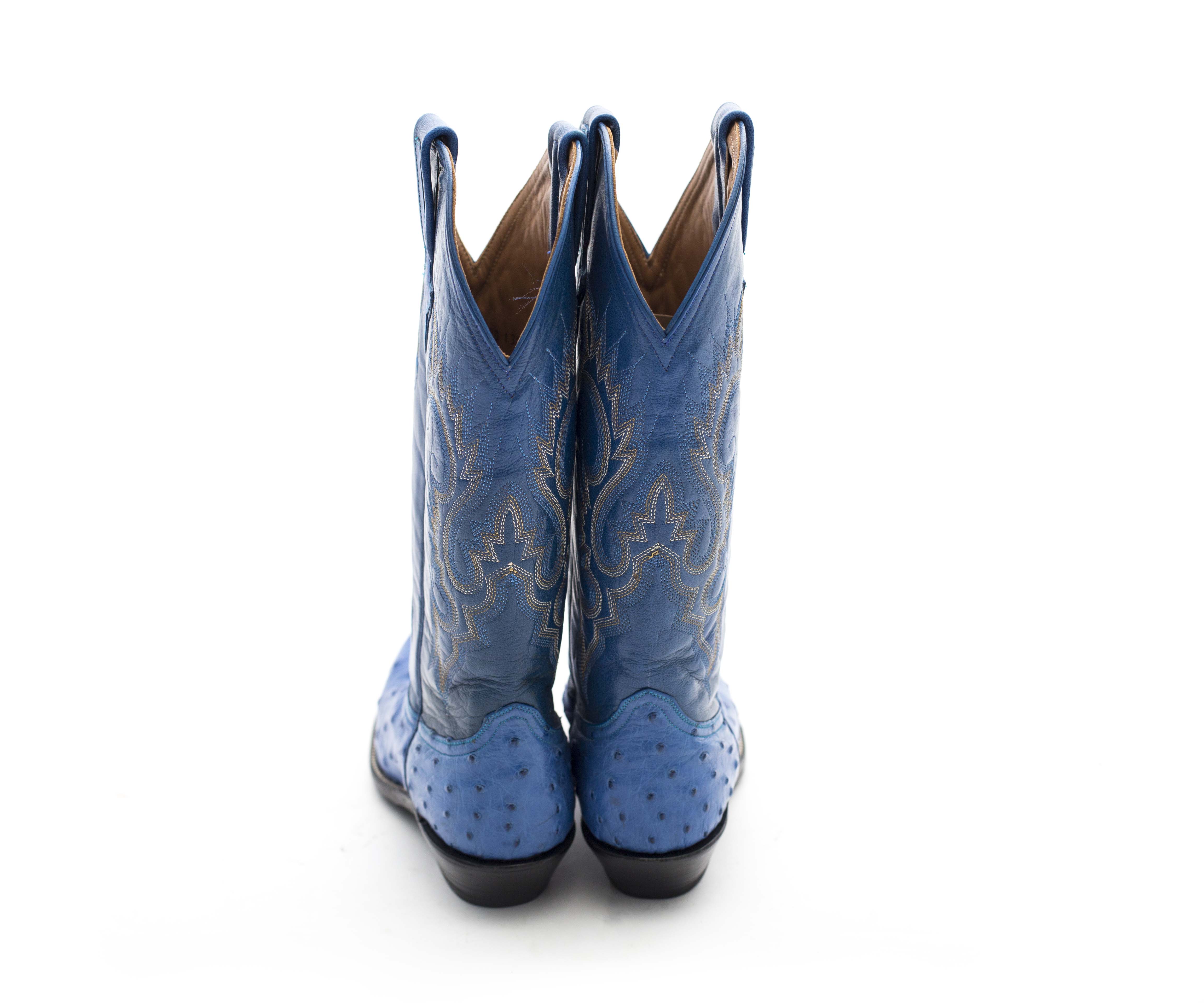 "P's by Ferrini" Women's Blue Ostrich Leather Cowboy Boots