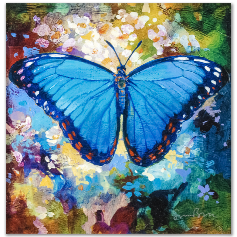 Simon Bull  Signed Giclee on Canvas "Blue Morpho"