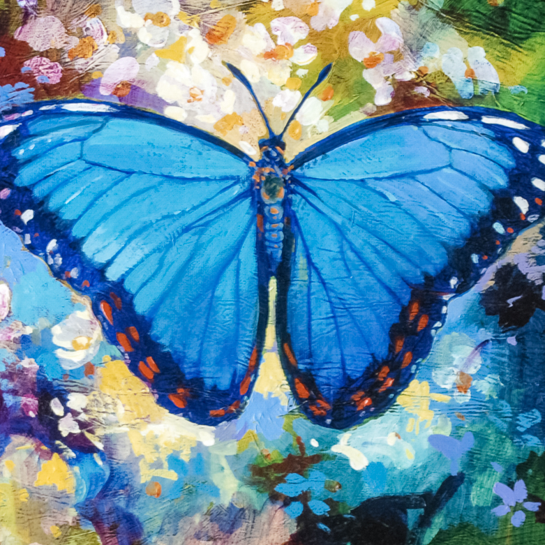 Simon Bull  Signed Giclee on Canvas "Blue Morpho"