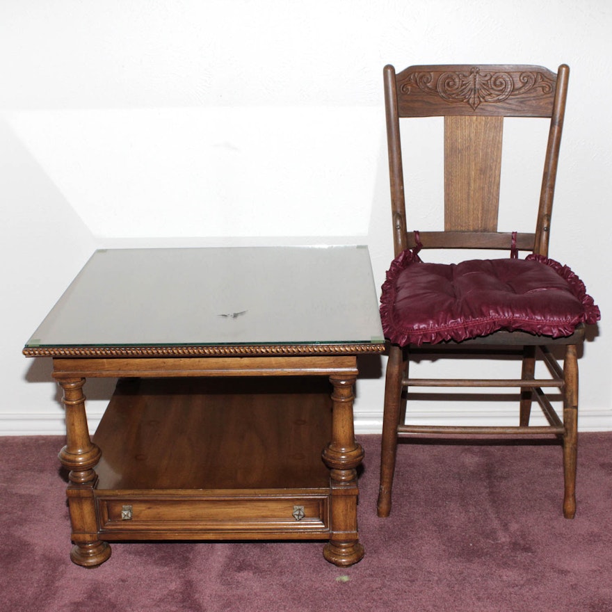 Vintage Weiman Side Table and Antique Murphy Chair