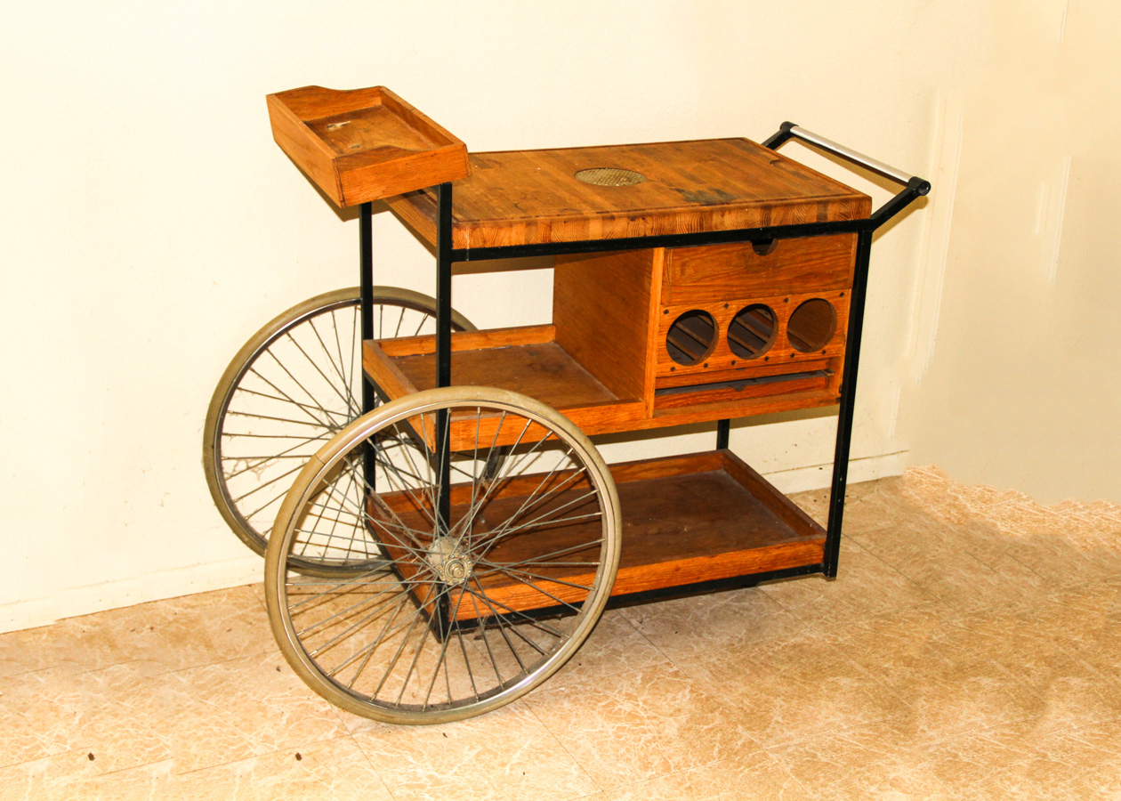 Vintage Wooden Bar Cart