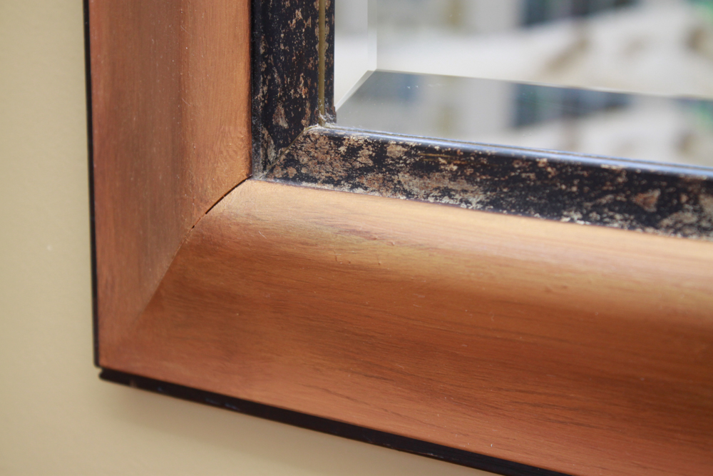 Gold and Black Painted Wood Wall Mirror