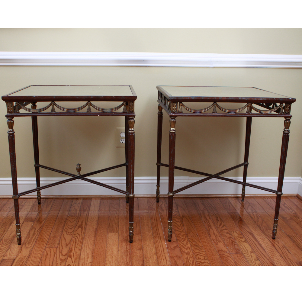 Pair of Hollywood Regency Mirrored Side Tables