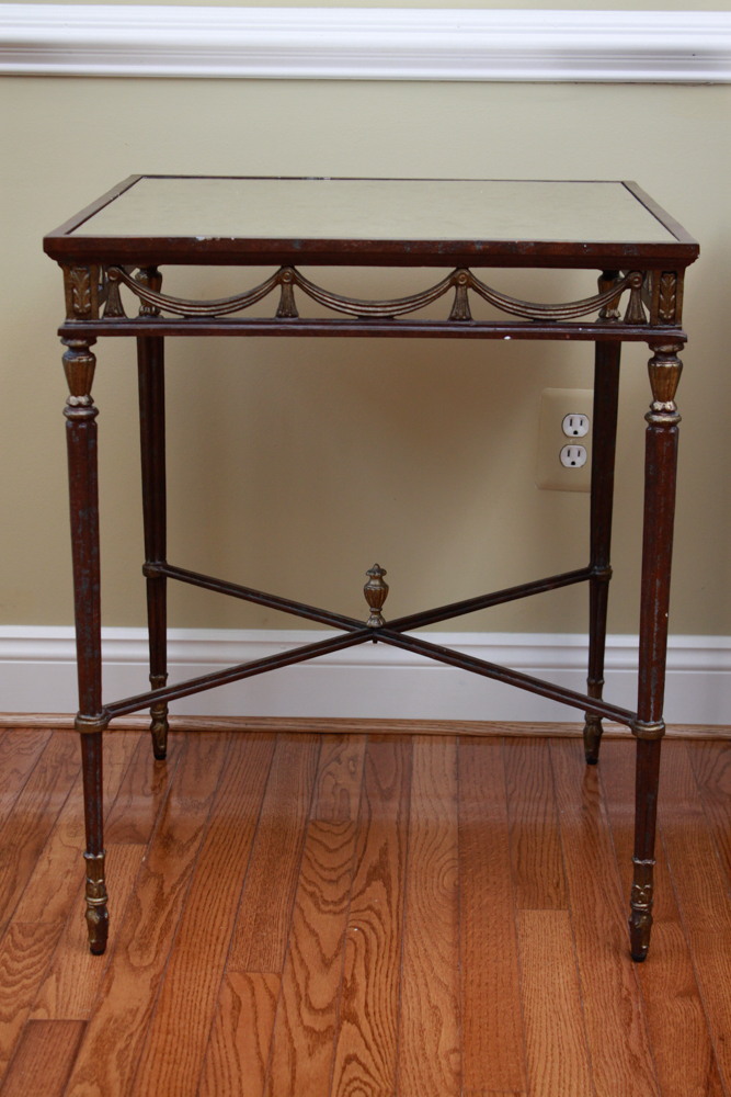 Pair of Hollywood Regency Mirrored Side Tables