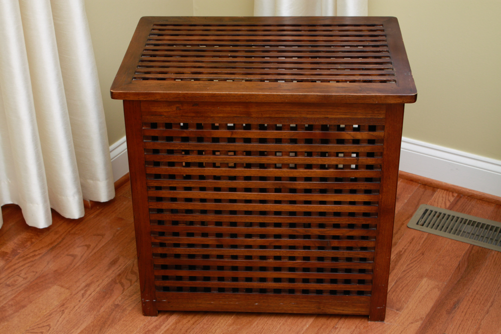 Pair of Wood Weave Clothes Hampers