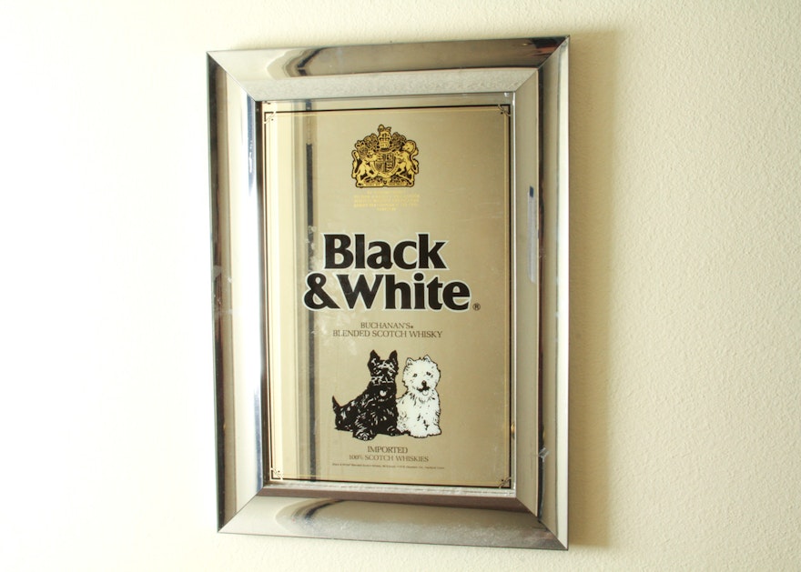 Black & White Scotch Whiskey Bar Mirror