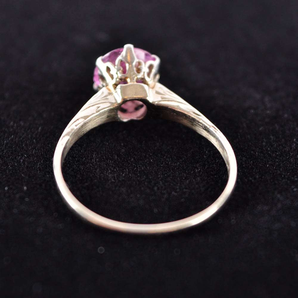 14K Synthetic Pink Sapphire Ring