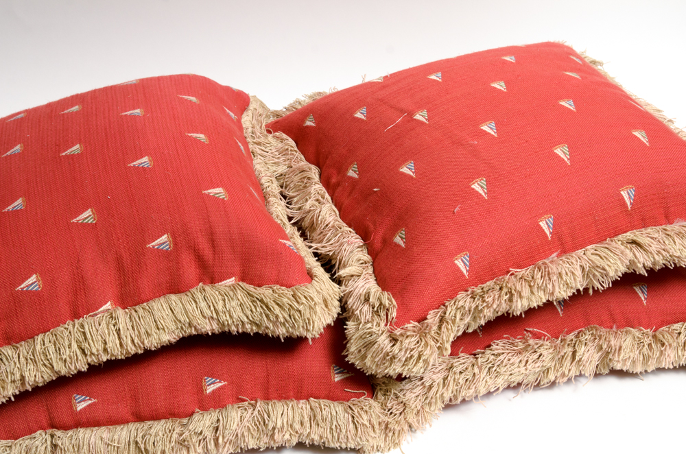 Collection of Assorted Red and Blue Pillows