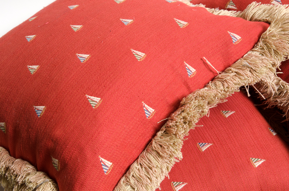 Collection of Assorted Red and Blue Pillows