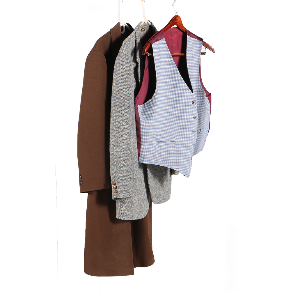 Men's Vintage Sport Coat and Dress Coat including "Harris Tweed "and "London Fog"