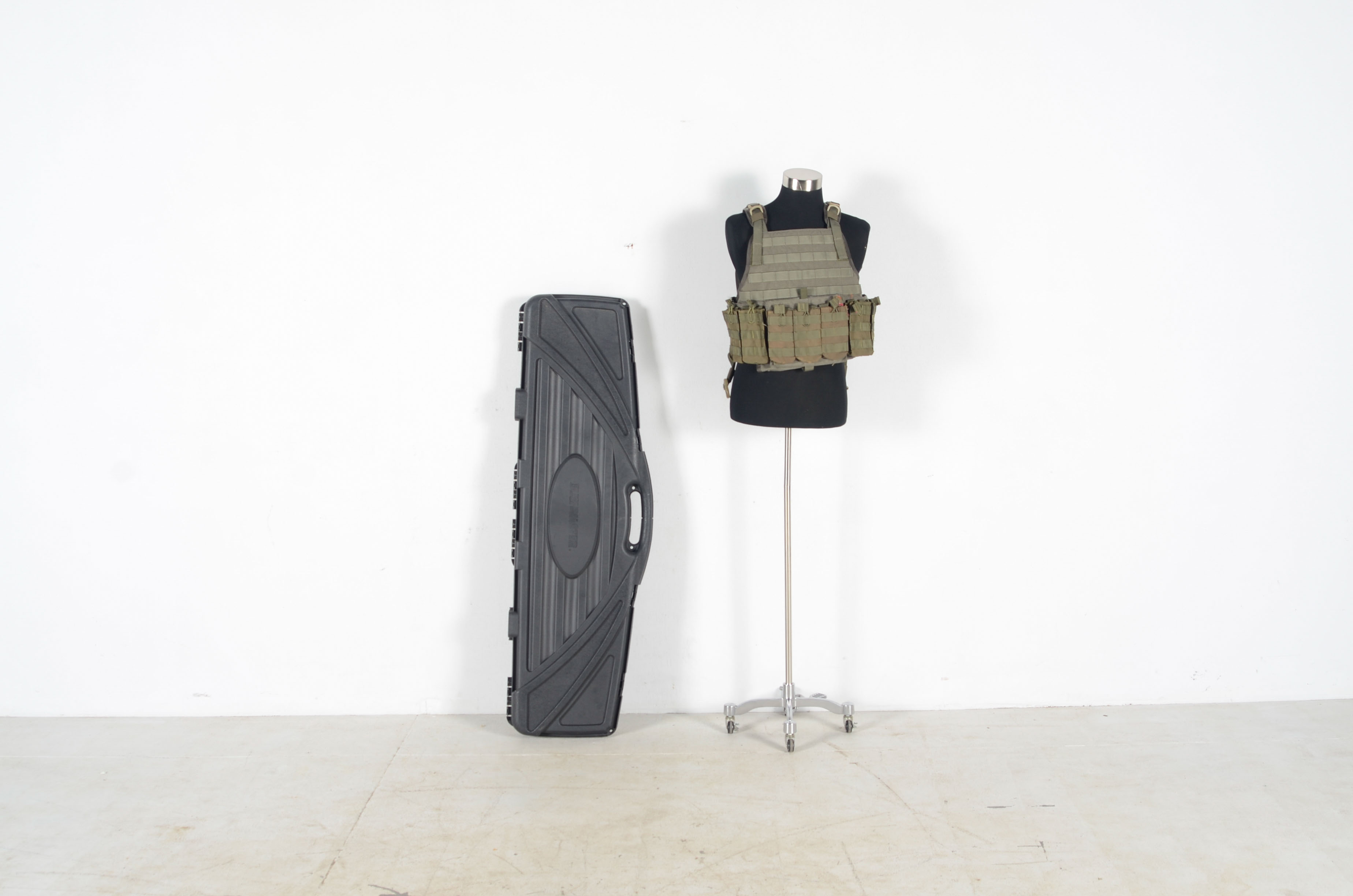 Bushmaster Rifle Case with Eagle Industries Military Tactical Plate Vest and Gun Locks