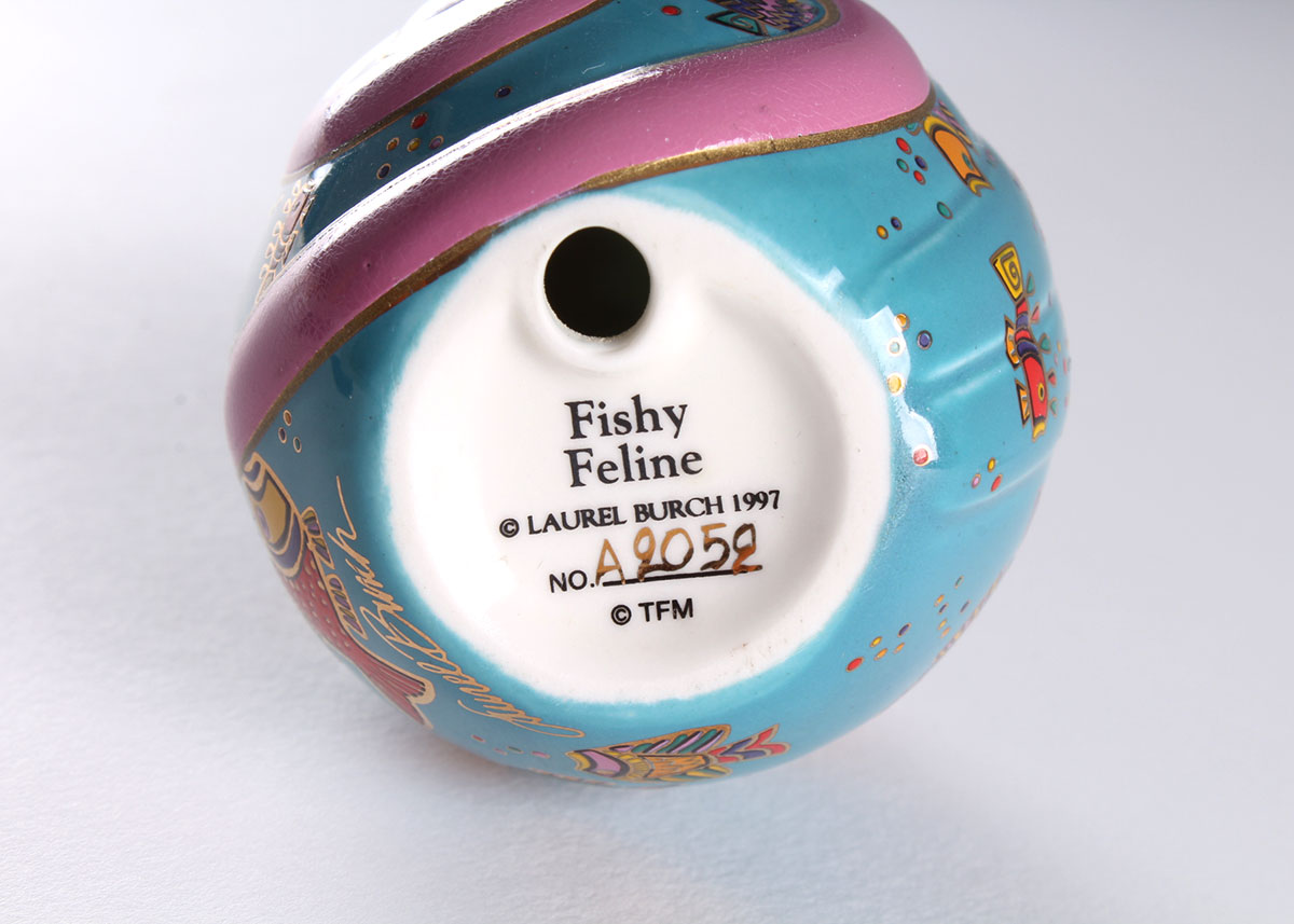 Laurel Burch "Fishy Feline" Feline Egg by Franklin Mint