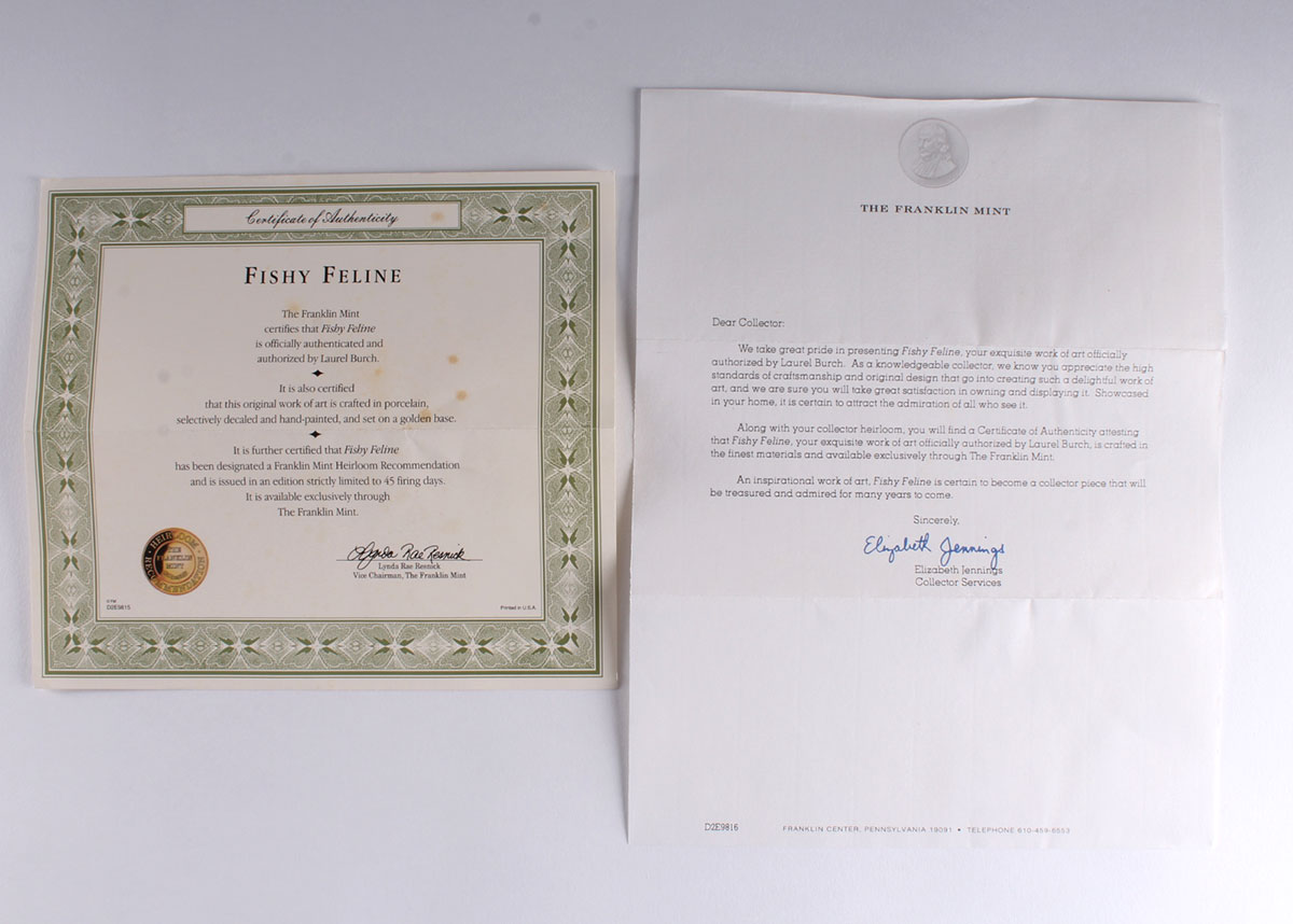 Laurel Burch "Fishy Feline" Feline Egg by Franklin Mint