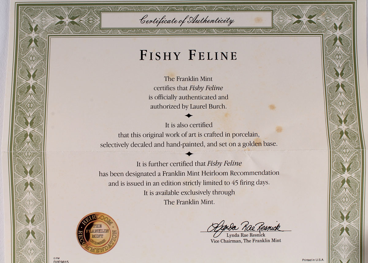 Laurel Burch "Fishy Feline" Feline Egg by Franklin Mint