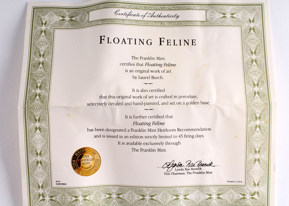 Laurel Burch "Floating Feline" Feline Egg by Franklin Mint