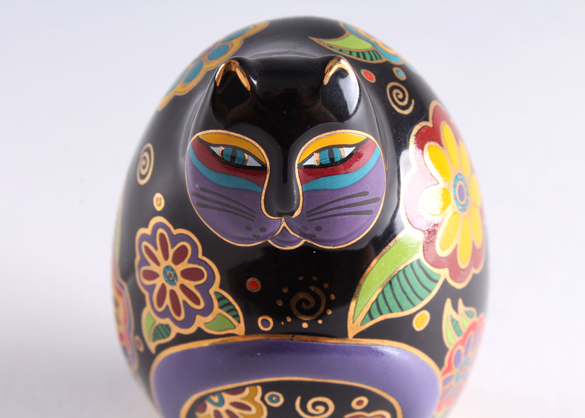 Laurel Burch "Flowering Feline" Feline Egg by Franklin Mint