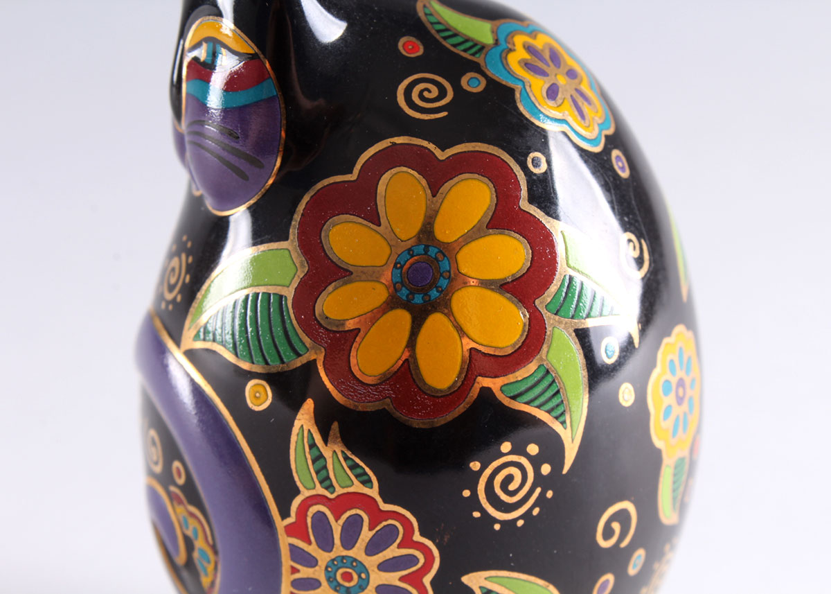 Laurel Burch "Flowering Feline" Feline Egg by Franklin Mint