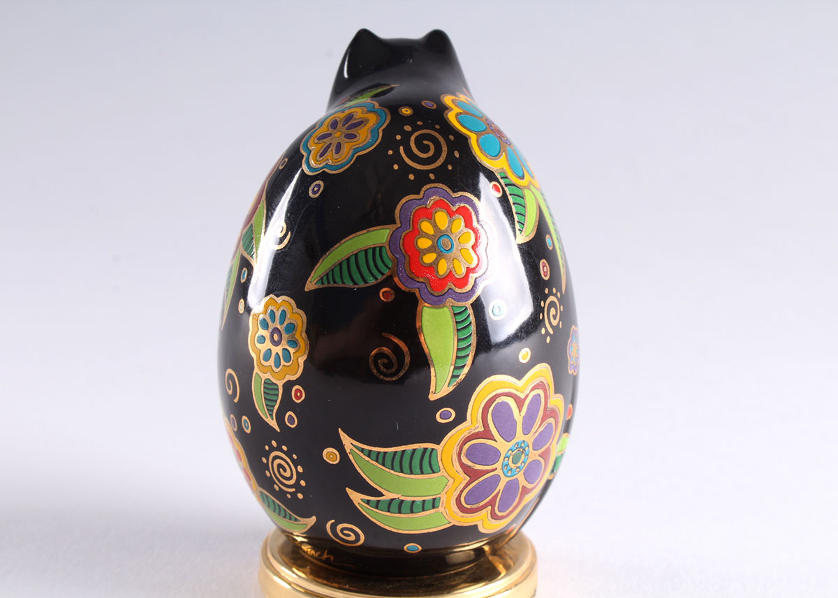 Laurel Burch "Flowering Feline" Feline Egg by Franklin Mint