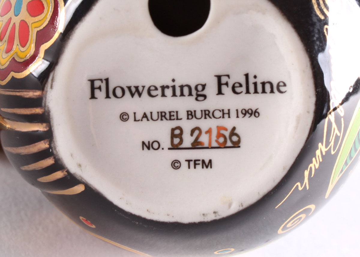 Laurel Burch "Flowering Feline" Feline Egg by Franklin Mint