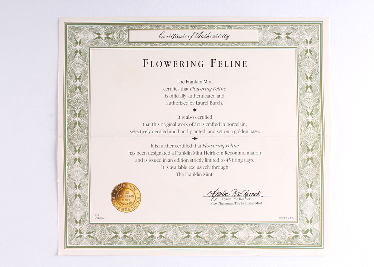 Laurel Burch "Flowering Feline" Feline Egg by Franklin Mint