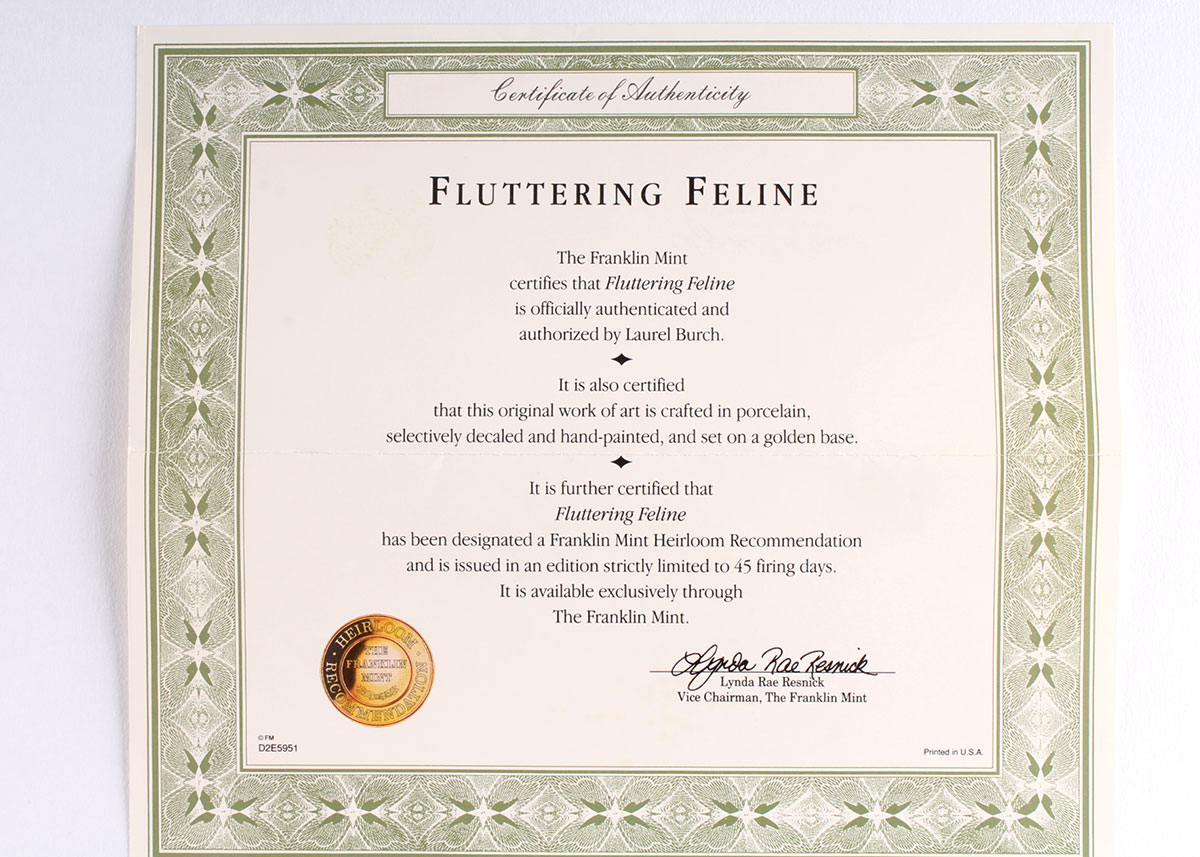 Laurel Burch "Fluttering Feline" Feline Egg by Franklin Mint