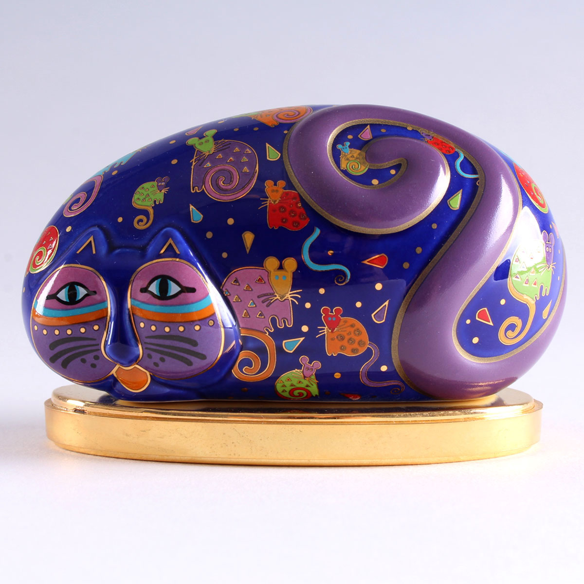 Laurel Burch "Cat & Mouse" Feline Egg by Franklin Mint