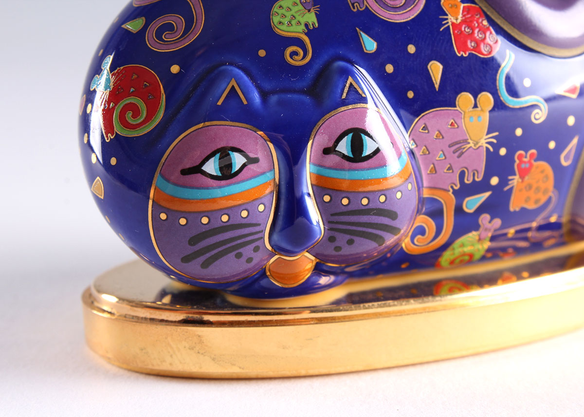 Laurel Burch "Cat & Mouse" Feline Egg by Franklin Mint