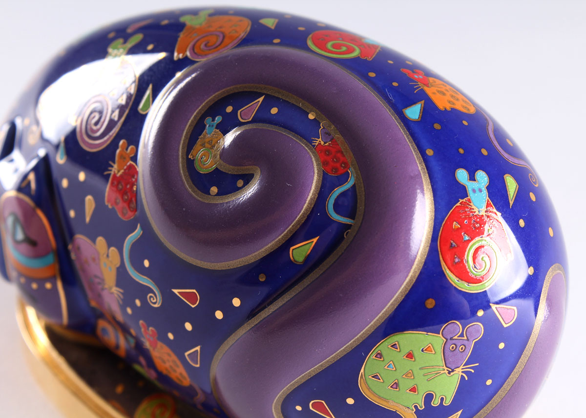 Laurel Burch "Cat & Mouse" Feline Egg by Franklin Mint