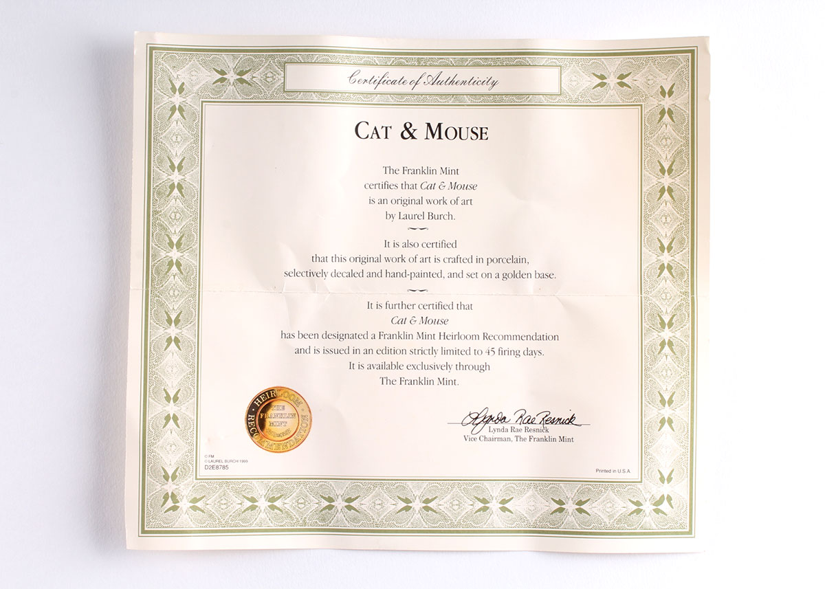 Laurel Burch "Cat & Mouse" Feline Egg by Franklin Mint