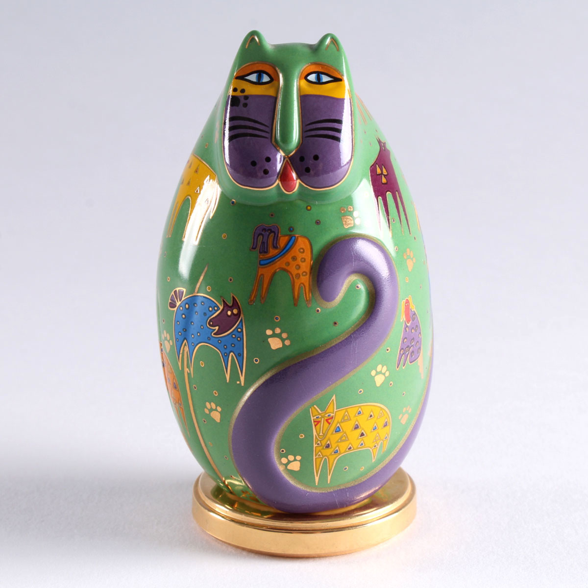 Laurel Burch "Canine Kitty" Feline Egg by Franklin Mint