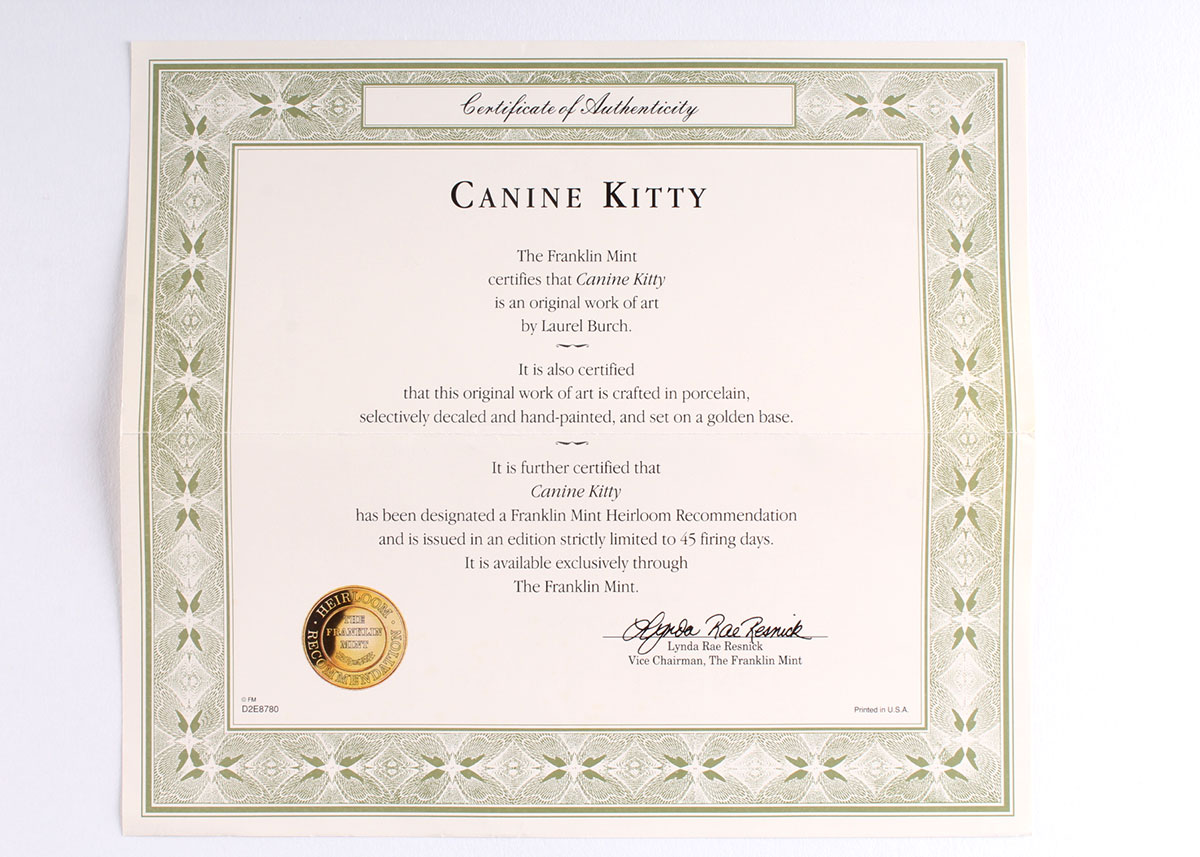 Laurel Burch "Canine Kitty" Feline Egg by Franklin Mint