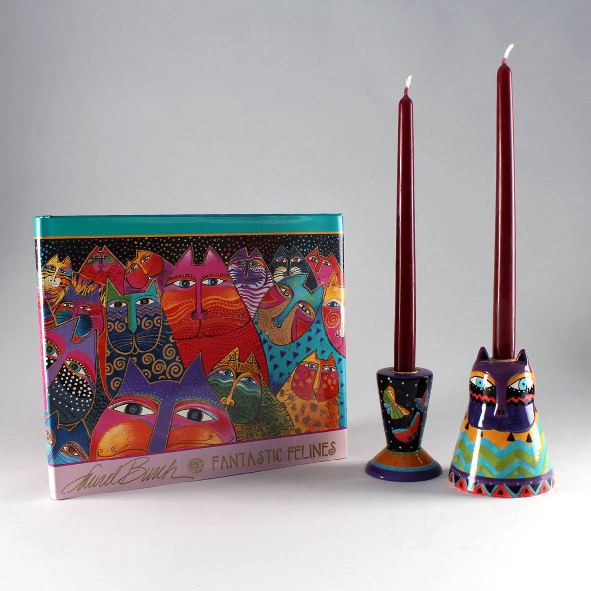 Laurel Burch Ceramic Candle Holders and Coffee Table Book