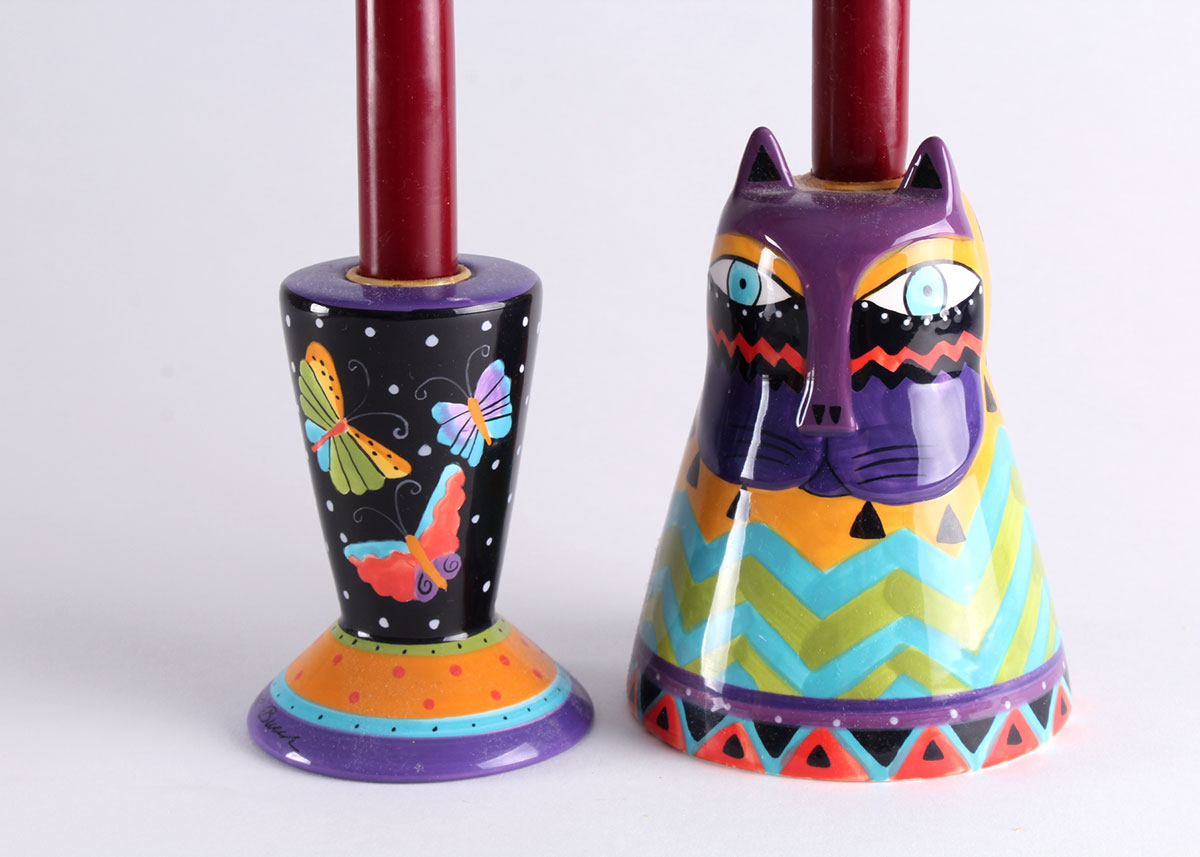 Laurel Burch Ceramic Candle Holders and Coffee Table Book