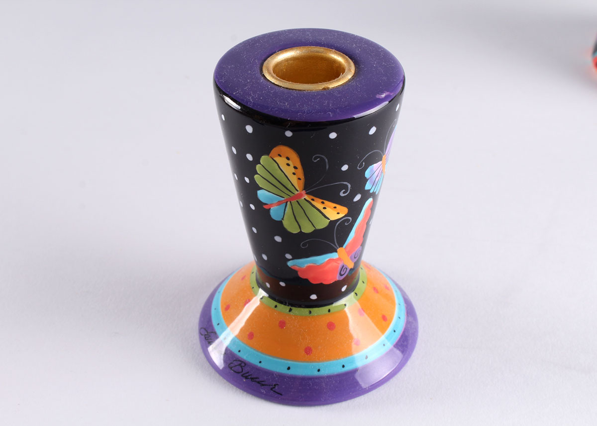 Laurel Burch Ceramic Candle Holders and Coffee Table Book