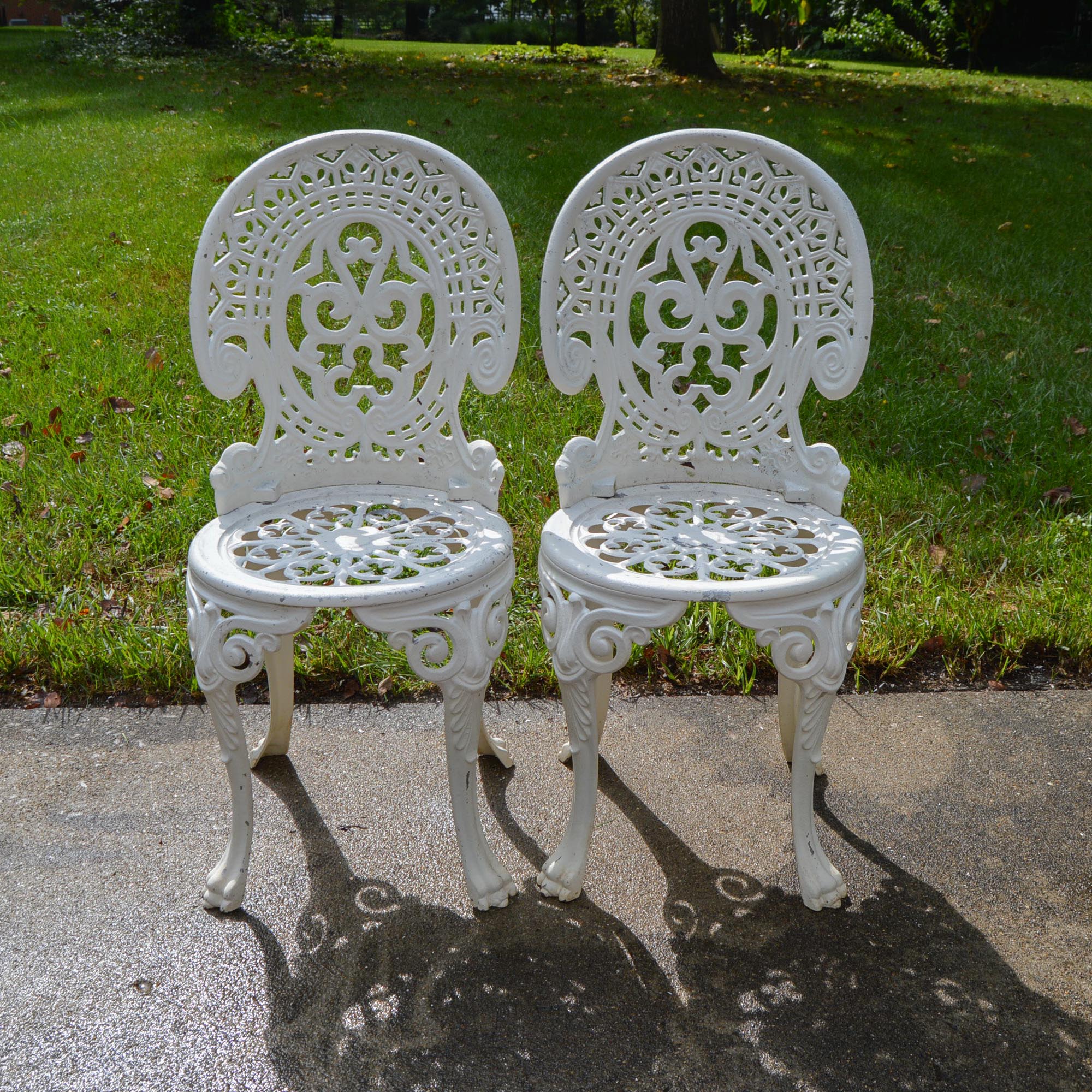 White Cast Iron Patio Table and Chairs