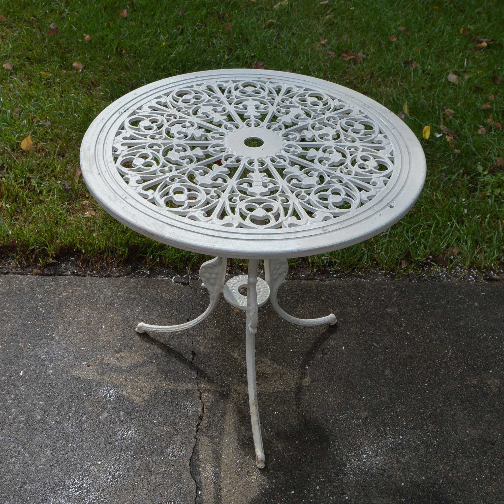 White Cast Iron Patio Table and Chairs