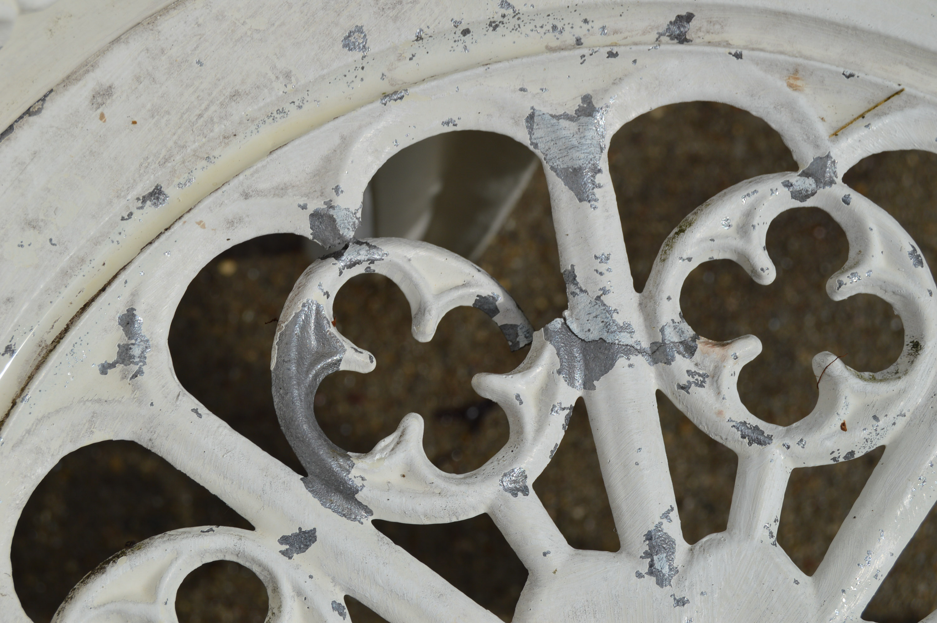 White Cast Iron Patio Table and Chairs