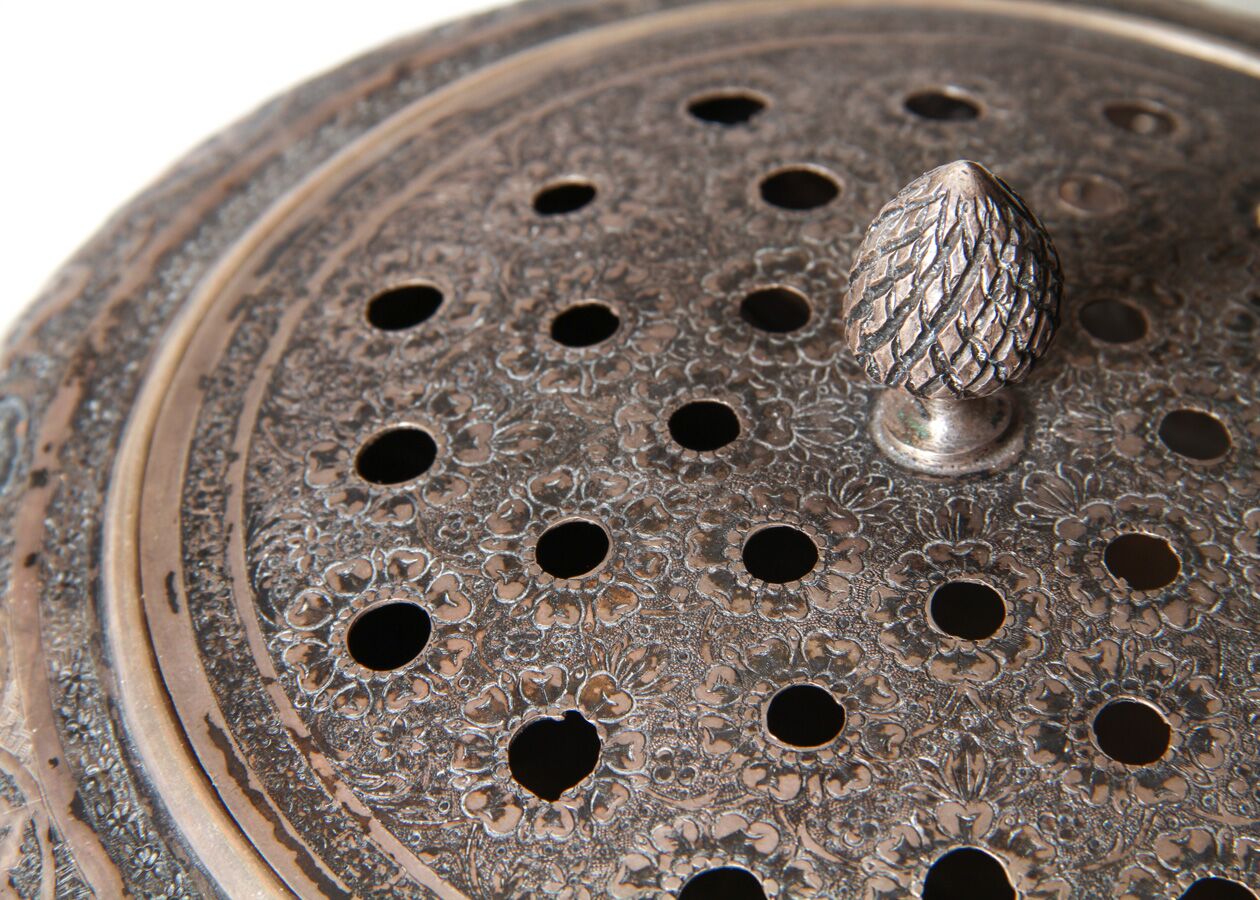 Antique Persian .875 Silver Potpourri Bowl