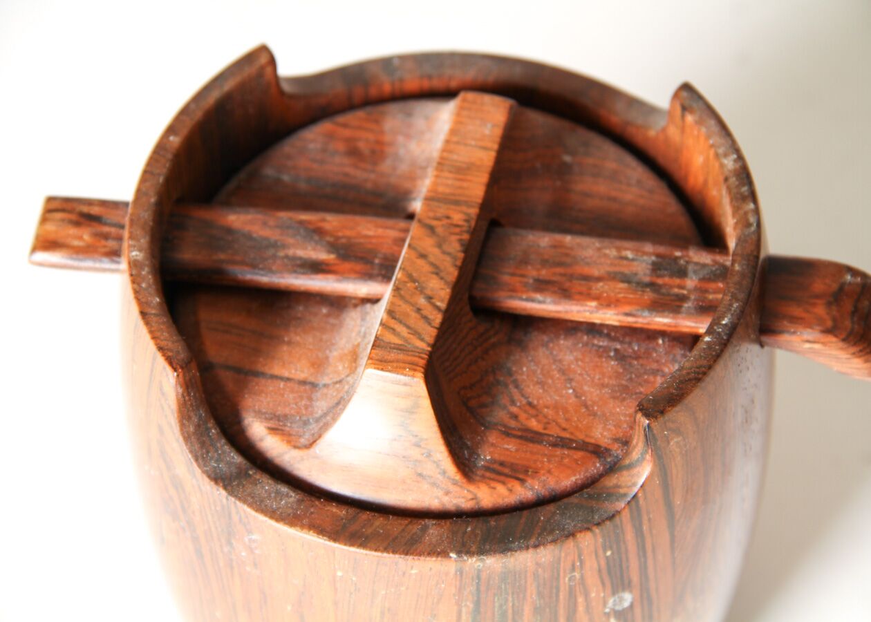 1960s Jean Gillon Jacaranda Wood Tobacco Pot with Spoon