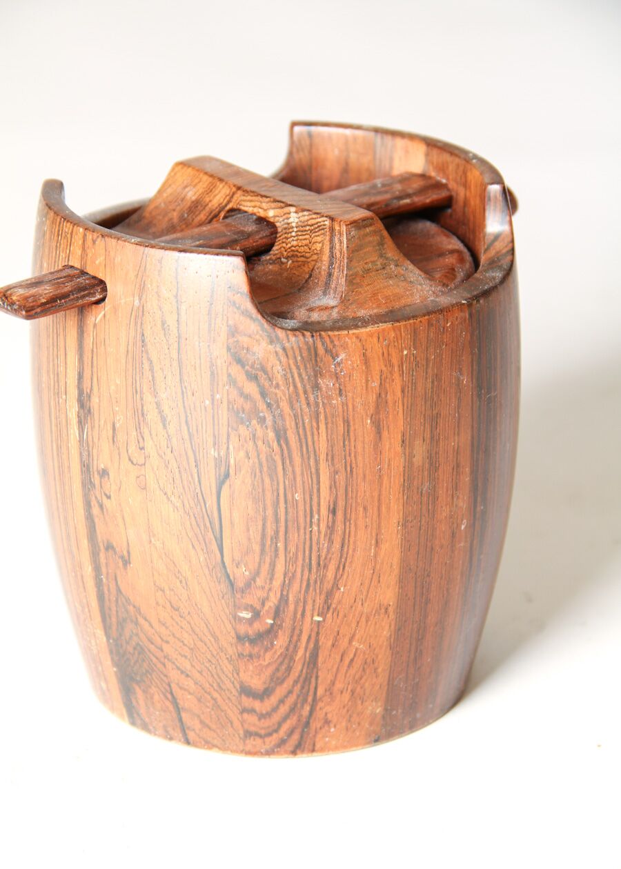 1960s Jean Gillon Jacaranda Wood Tobacco Pot with Spoon