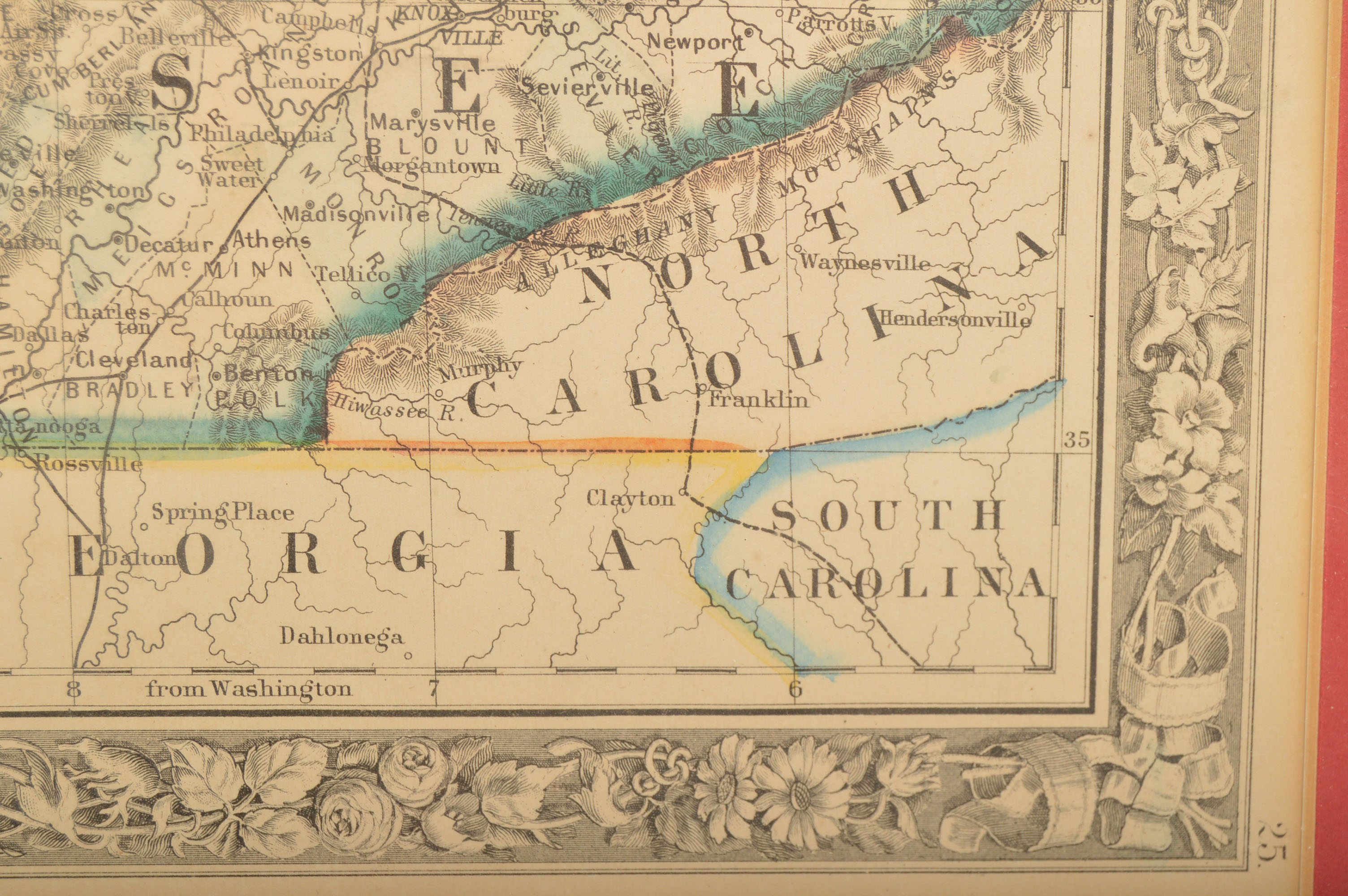 1860 Original Hand Colored Map of Kentucky and Tennessee
