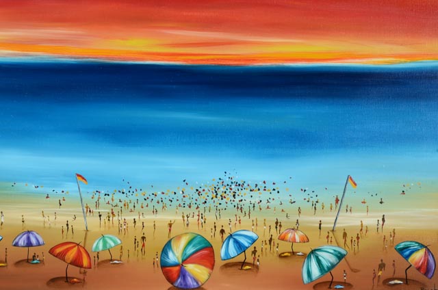 Belinda Chamberlain Original Oil Painting "Beach: Under the Sun"
