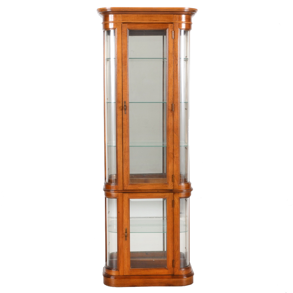 Oak Lighted Curio Cabinet