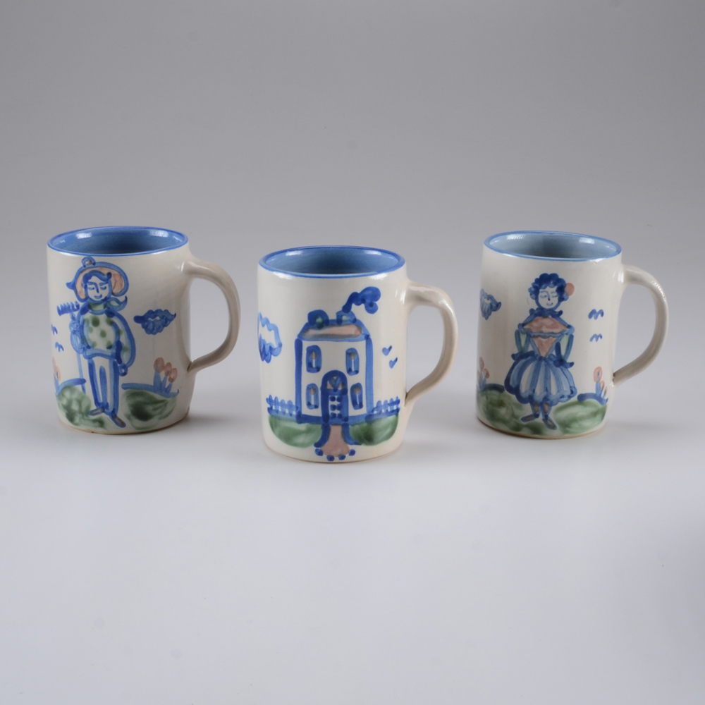 MA Hadley Stoneware Pottery "Country" Plate and Mug Set