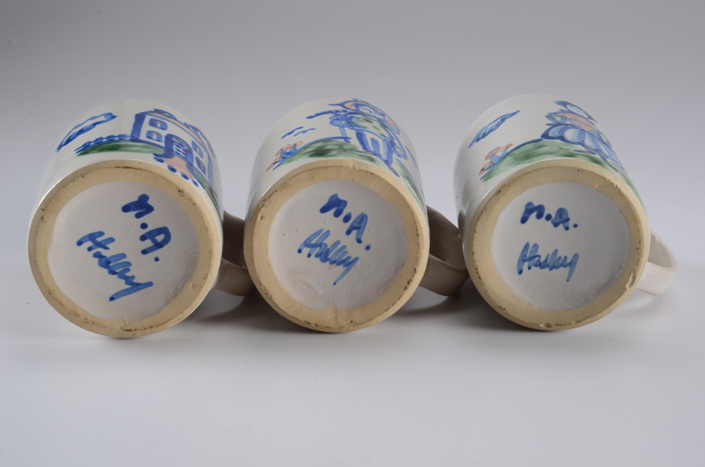 MA Hadley Stoneware Pottery "Country" Plate and Mug Set