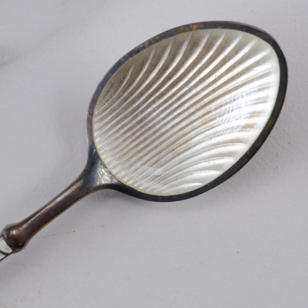 Vintage Set of Sterling Silver Enamelled Demitasse Spoons