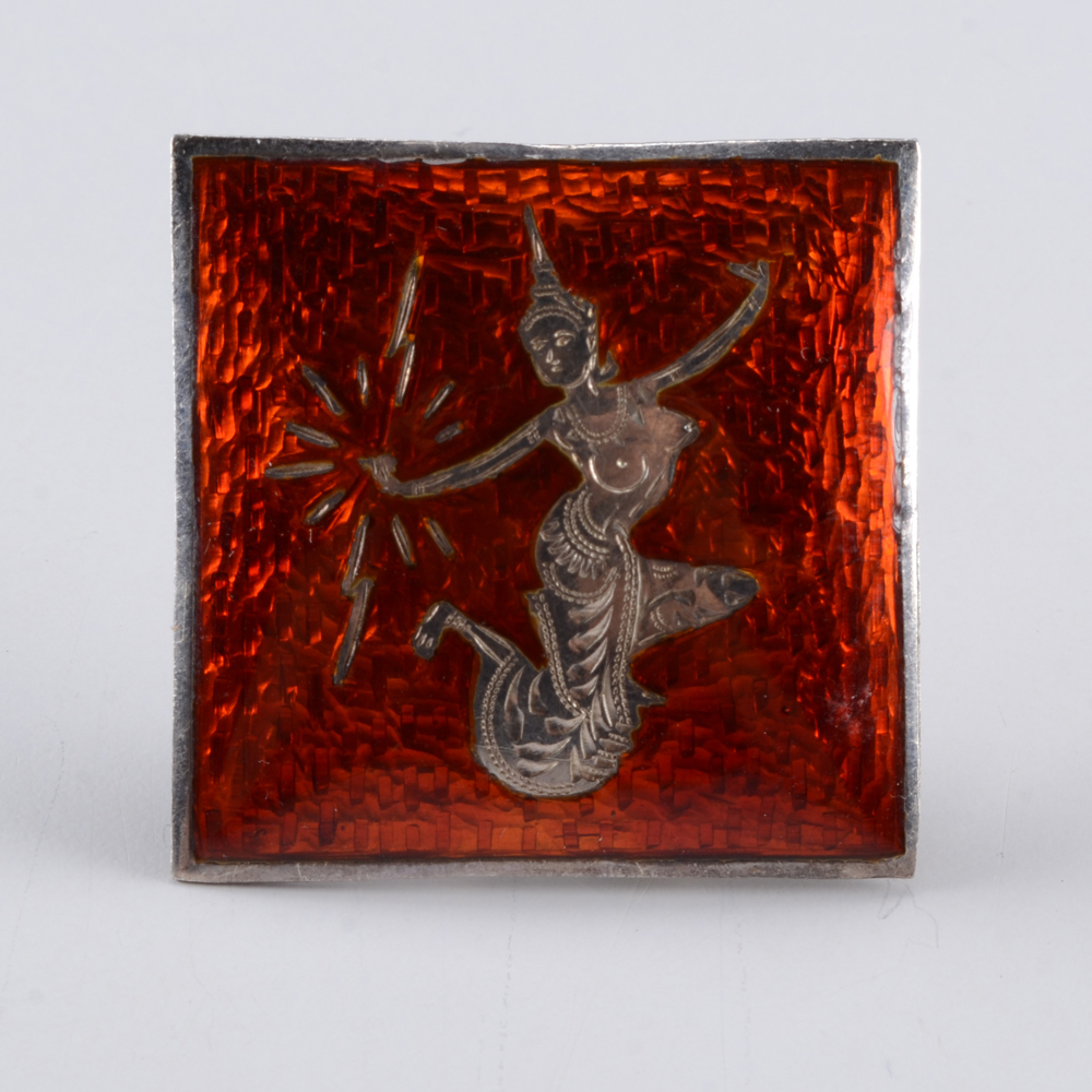 Collection of Red Enamel Siam Sterling Nielloware Jewelry