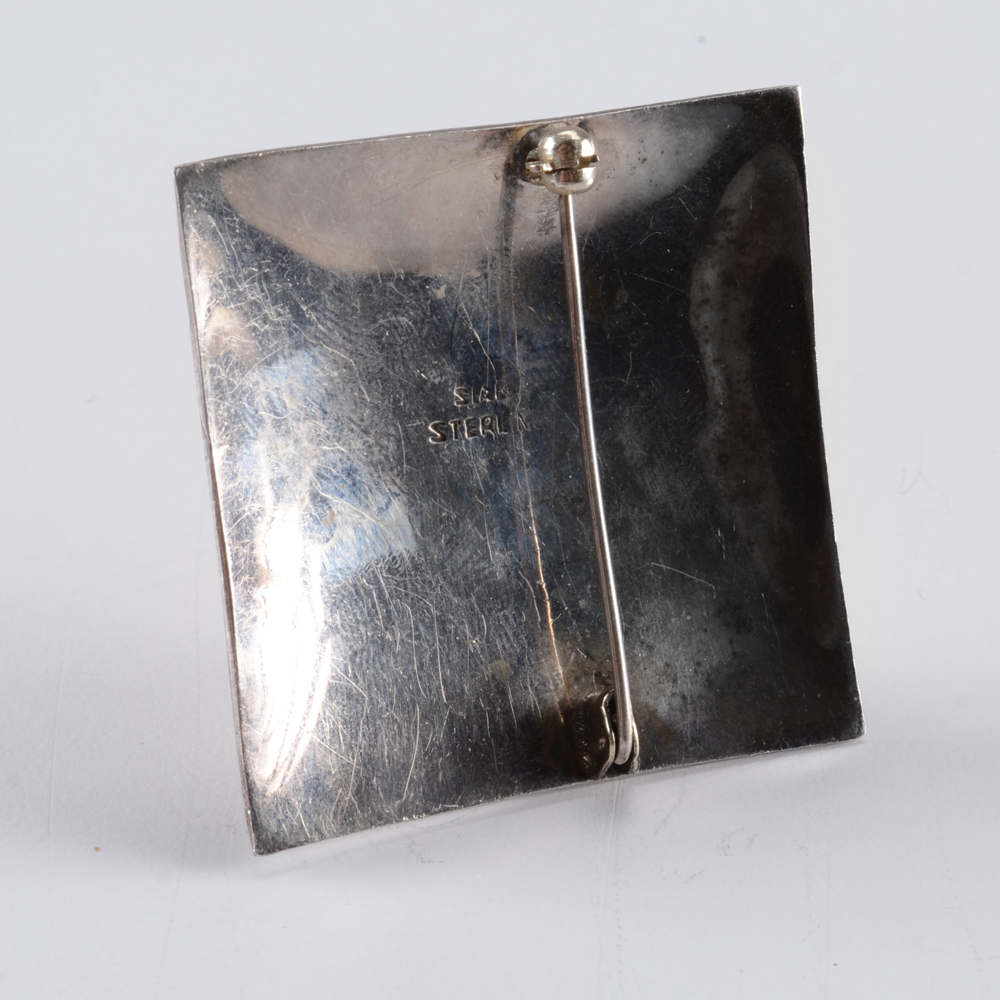 Collection of Red Enamel Siam Sterling Nielloware Jewelry